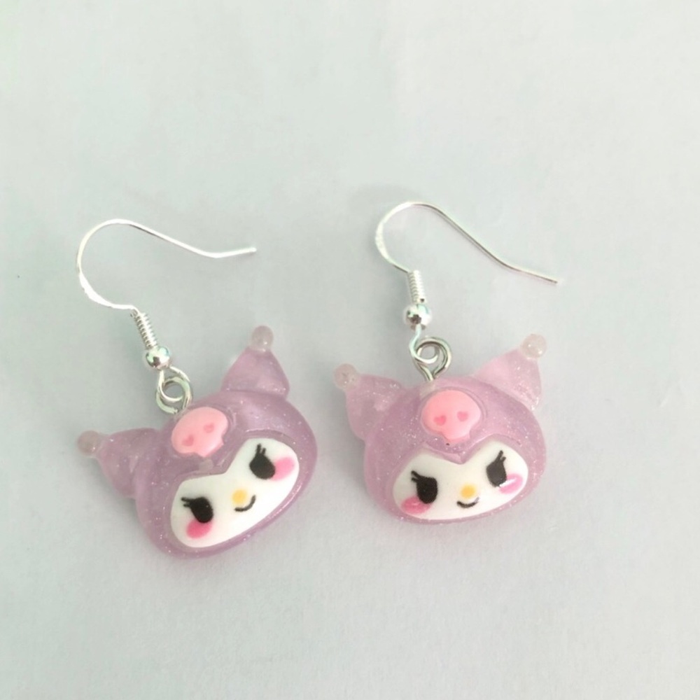 NWT - Cute Purple Kawaii Kuromi Character Dangle Earrings